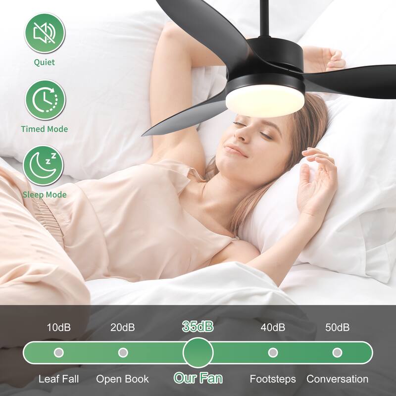 Modern Ceiling Fan Light with Lighting and Acrylic Shade, Reversible Motor for Bedroom and Living Room