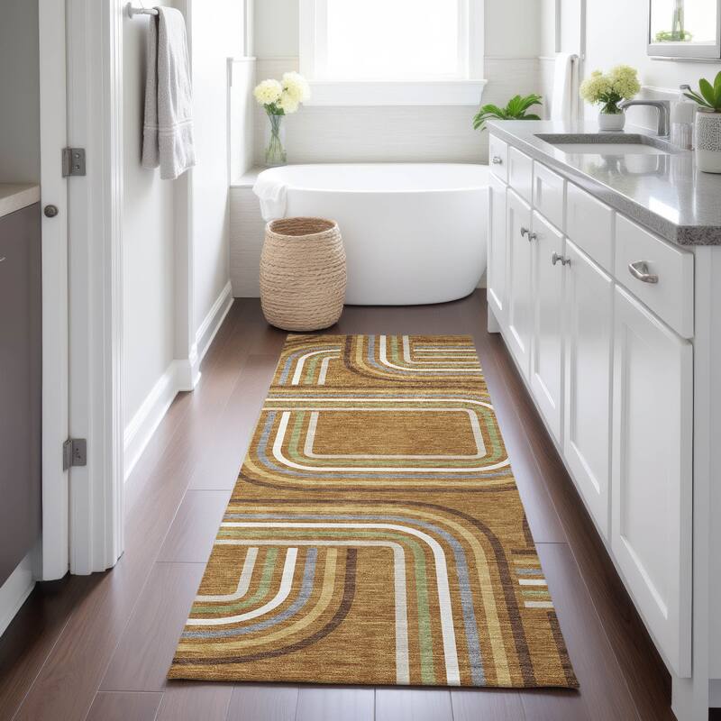 Machine Washable Indoor/ Outdoor Modern Leawood Chantille Rug