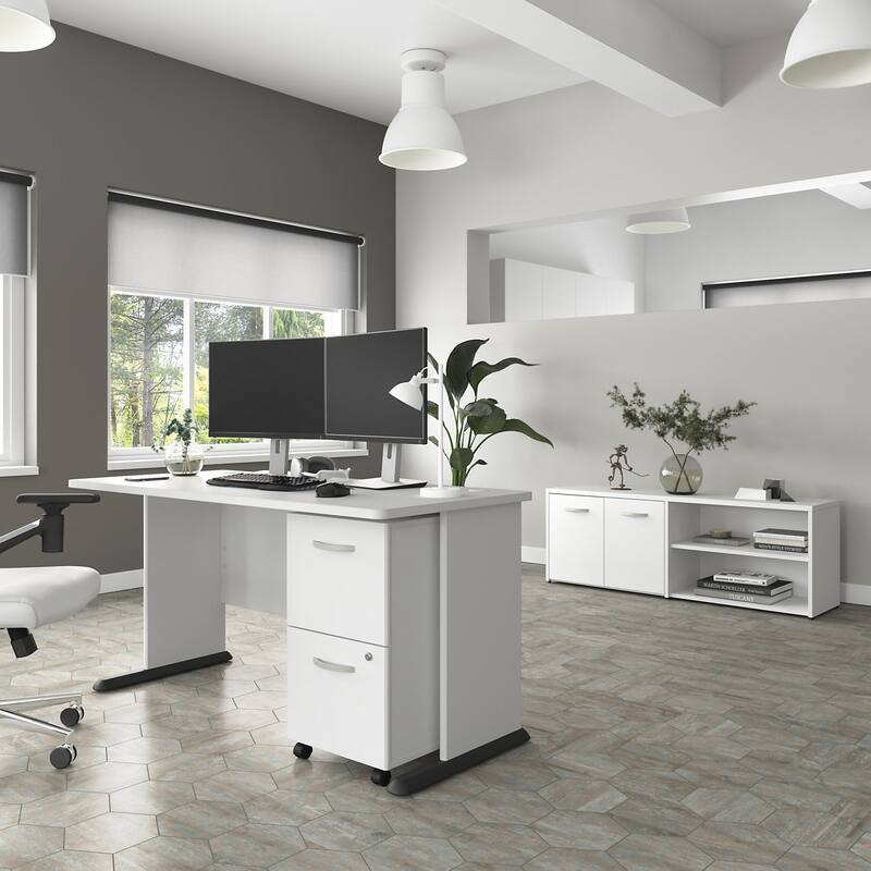 Studio A 60W Computer Desk with Storage by Bush Business Furniture - White