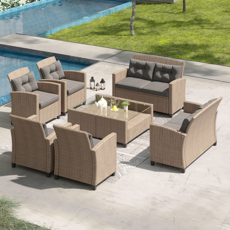 Corvus Armitage 8-piece Outdoor Wicker Sofa Set with Cushions