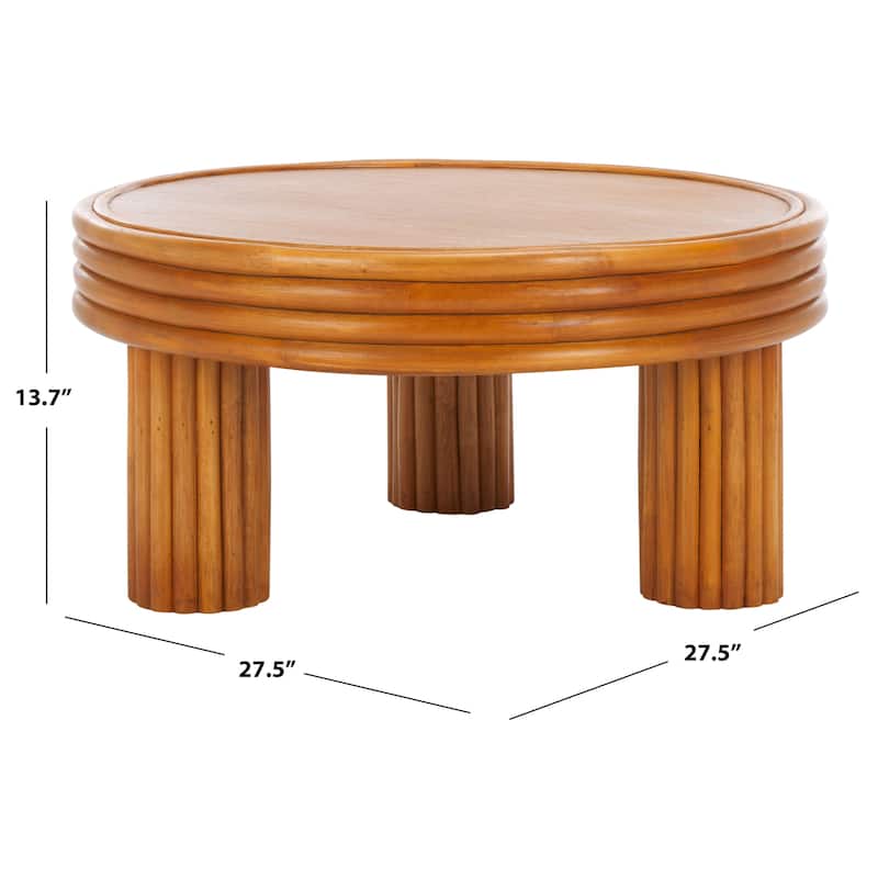 SAFAVIEH Couture Bayard Rattan Round Coffee Table - 28"W x 28"D x 14"H