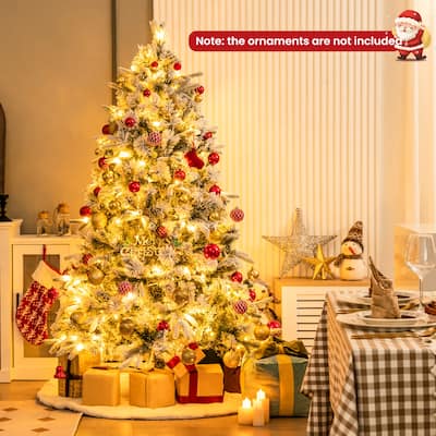 Gymax 6 ft pre-lit artificial Christmas tree w/ 250 LED lights full
