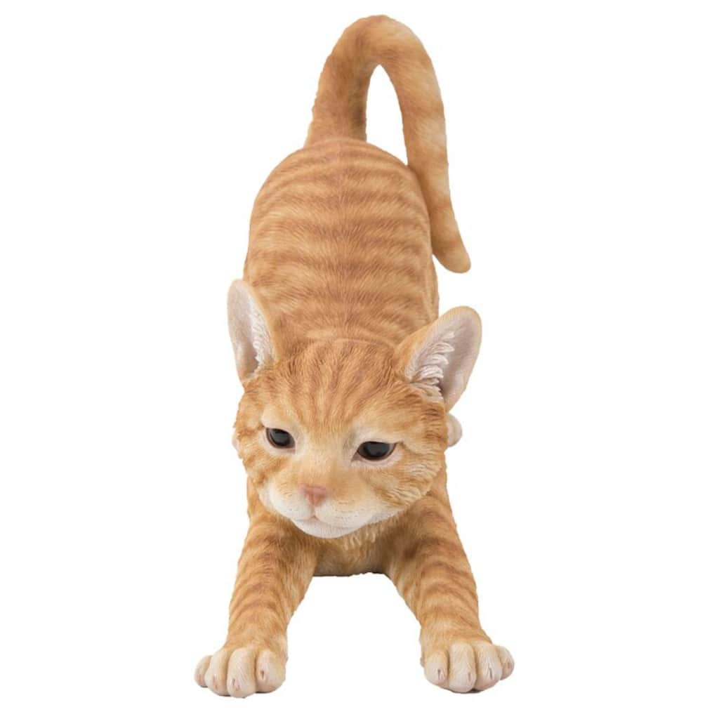 14.75" Tabby Cat Stretching Outdoor Garden Statue