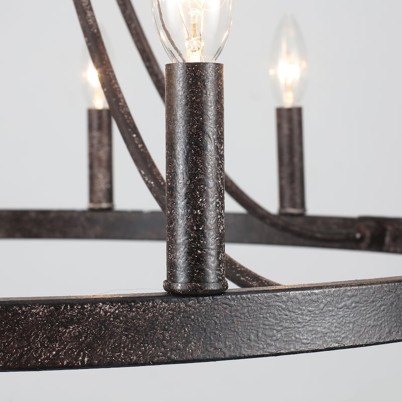 12-Light 26.77-inch Vintage Rustic Wagon Wheel Chandelier for Kitchen