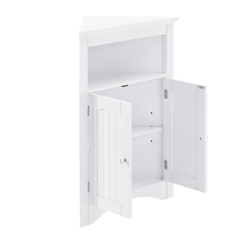 Free Standing Corner Cabinet With Doors and Shelves