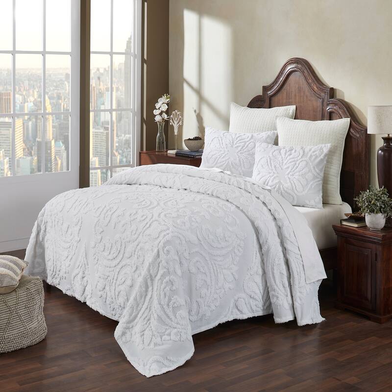 Better Trends Rylee Collection 100% Cotton Tufted Elegant and Floral Design Machine Washable Bedspread