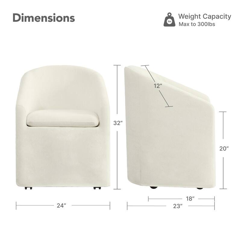 Spruce & Spring Modern Upholstered Dining Chair with Casters & Removable Slipcover