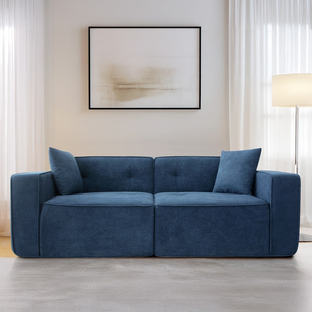 Velvet Loveseat Sofa with 2 Pillow Upholstered Deep Seat Sofa, Modern Recliner Sofa Lounge Couch for Living Room