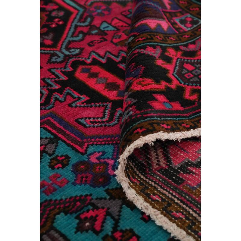 Hand Knotted Oriental 100% Wool Carpet Traditional Medallion Pink Heriz Area Rug - 9' 4'' X 6' 10''