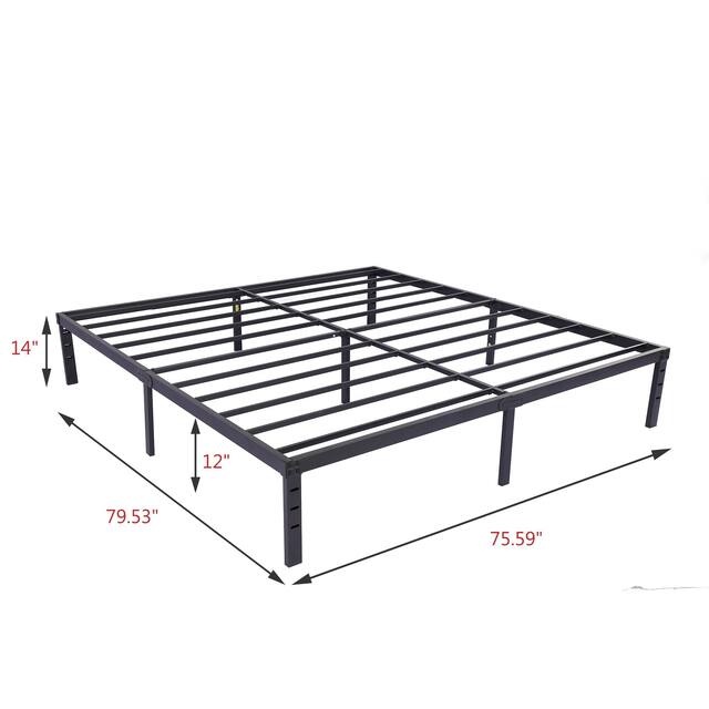 NNV 14" 3500 lbs Heavy Duty Bed Frame, Duty Steel Slat Metal Bed Frame