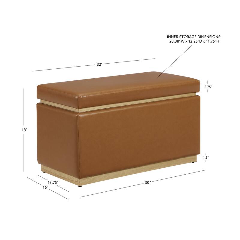 Rue Faux Leather Rectangle Storage Ottoman