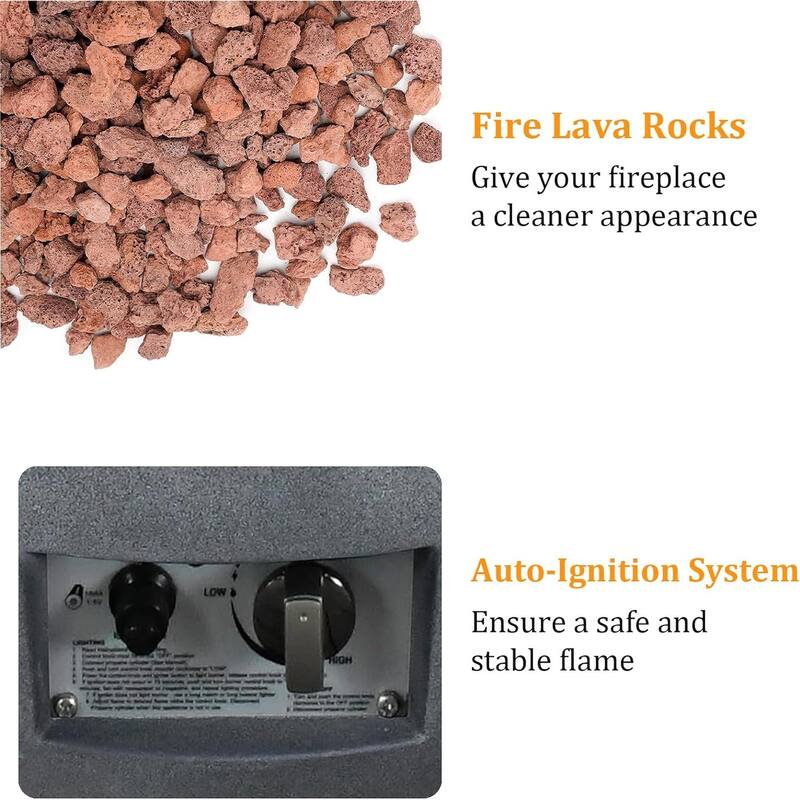 45” Outdoor Propane Fire Pit Table with Adjustable Flame, 50,000 BTU Ideal for Patio and Backyard Gatherings