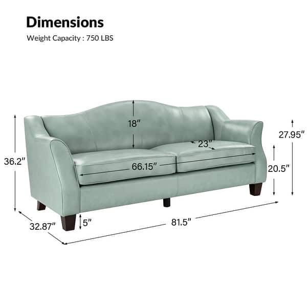 dimension image slide 0 of 5, Sandra 81.5" Classic Genuine Leather Sofa With Solid Wood Legs By HULALA HOME