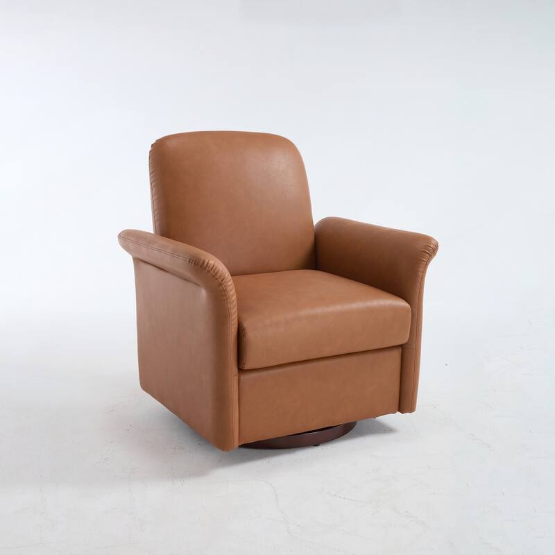 Modern Barrel Armchair with Wood Base