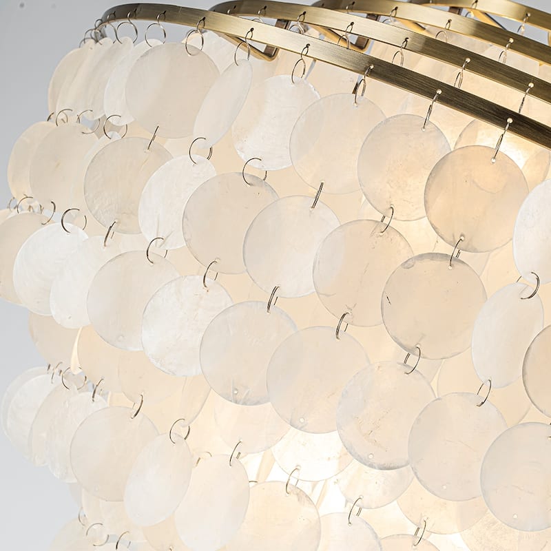 6-Light 22" Glam Coastal Capiz Tierd Chandelier 4-Tier Vintage Natural Seashell Hanging Light - W22''
