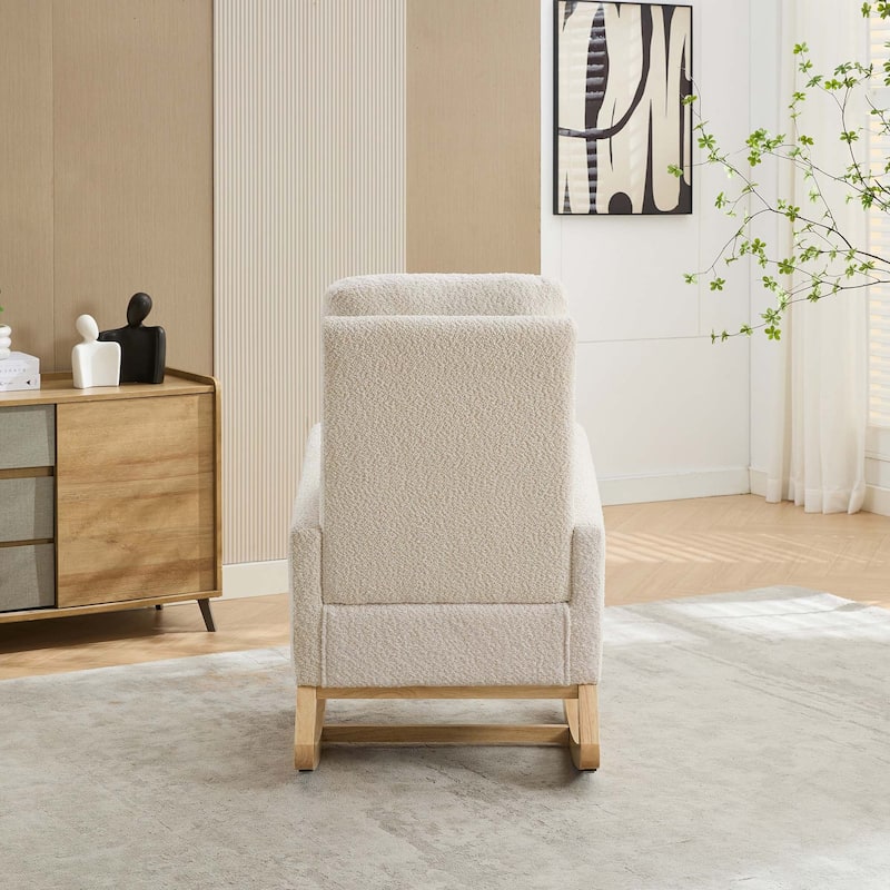 25.4"W High Back Rocking Chair with Retractable Footrest