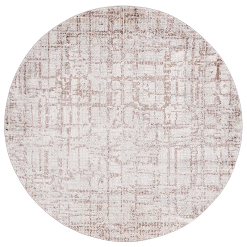 SAFAVIEH Palma Ether Modern Abstract Rug - 6'7" Round - Beige/Brown