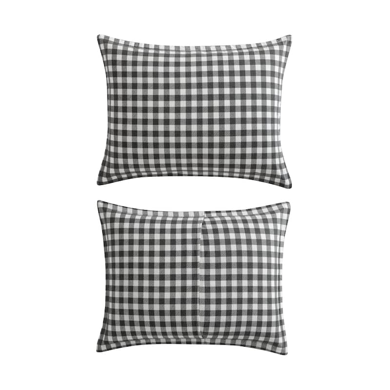 Eddie Bauer Preston Grey Cotton Flannel Reversible Duvet Cover Set