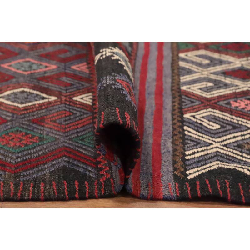 Hand Woven Oriental 100% Wool Carpet Southwestern Tribal Multi-Colored Kilim Area Rug - 9' 8'' X 5' 4''