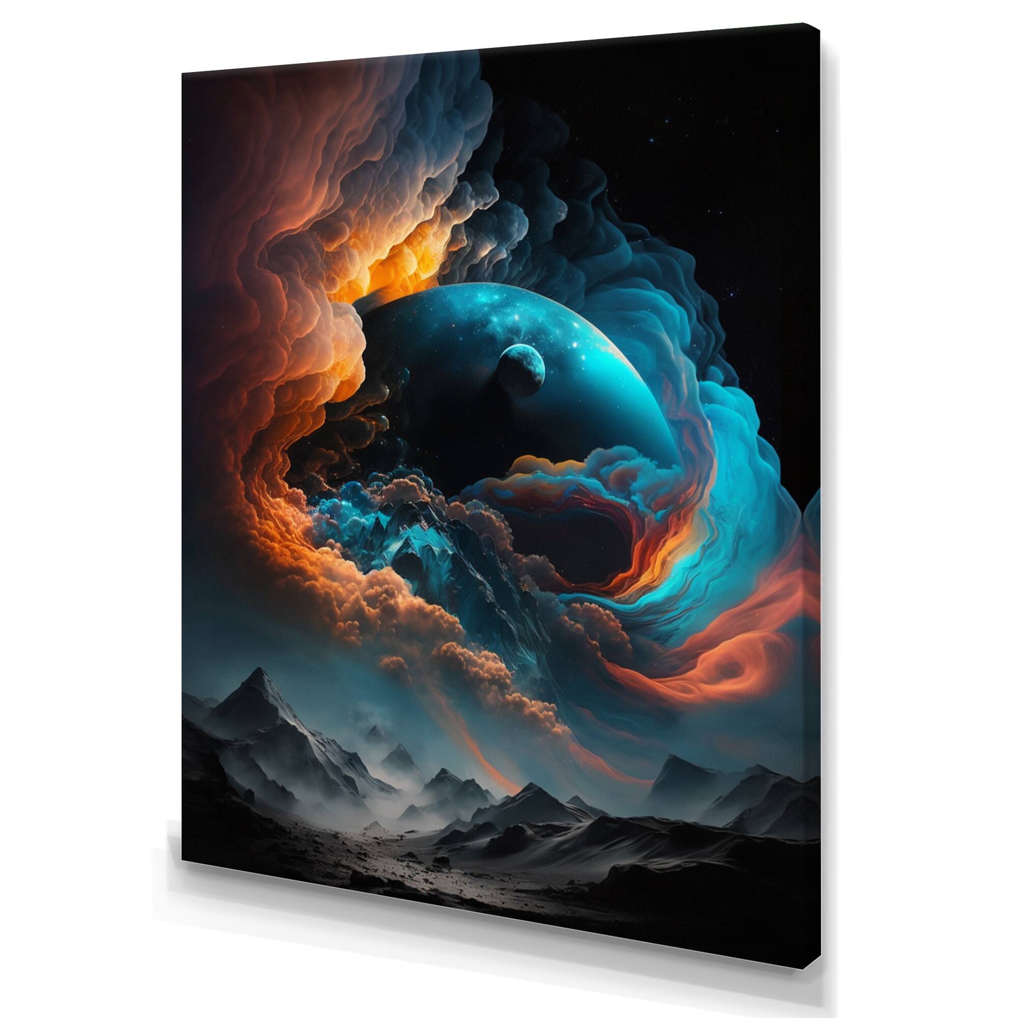 Designart 'Futuristic Landscape In Space IV' Outer Space Canvas Wall