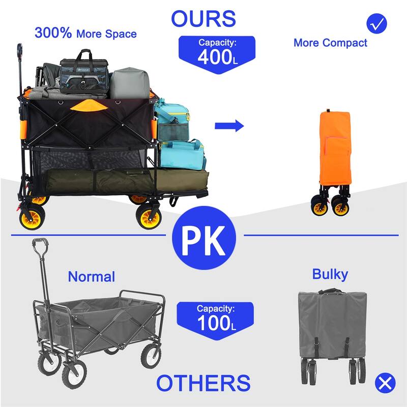 Big Large Capacity Folding Cart Extra Long Extender Wagon Cart