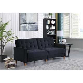Modern Square Arms Loveseat Comfort Velvet Convertible Sofa Bed with ...