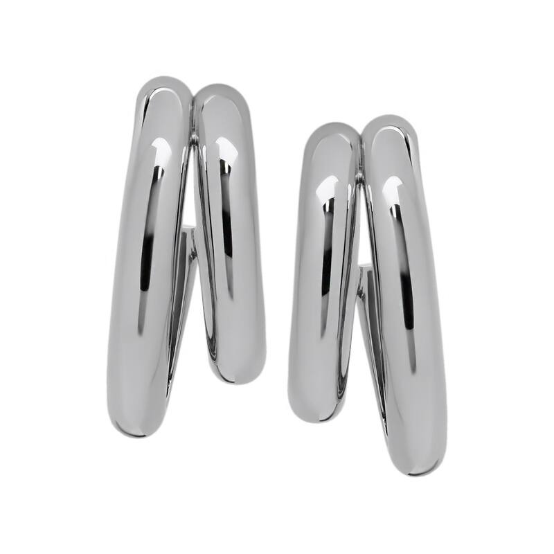 Victoria Townsend Silver Plated Double Tube Hoop Earring - White