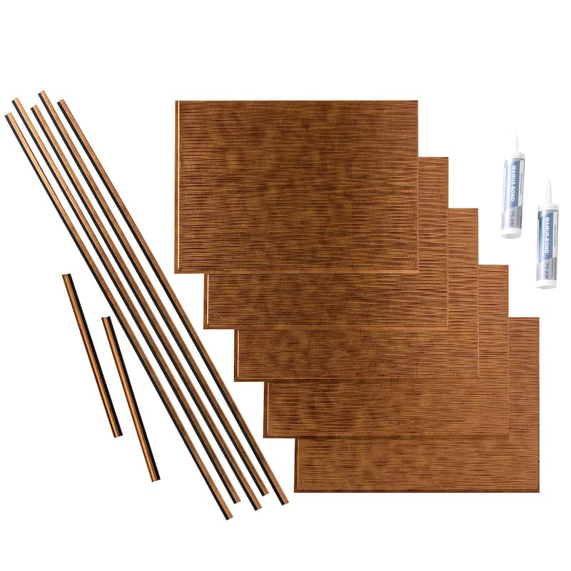 FASÄDE Ripple Decorative Vinyl Backsplash Panel - 15 Sq Ft Kit - Antique Bronze