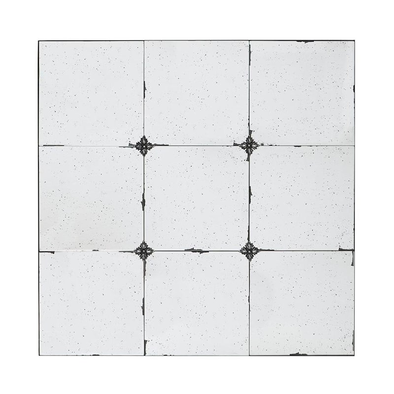 HomeRoots 36" Black Square Iron Framed Antiqued Glass Accent Mirror - 35.8' X '35.8' X '1.4