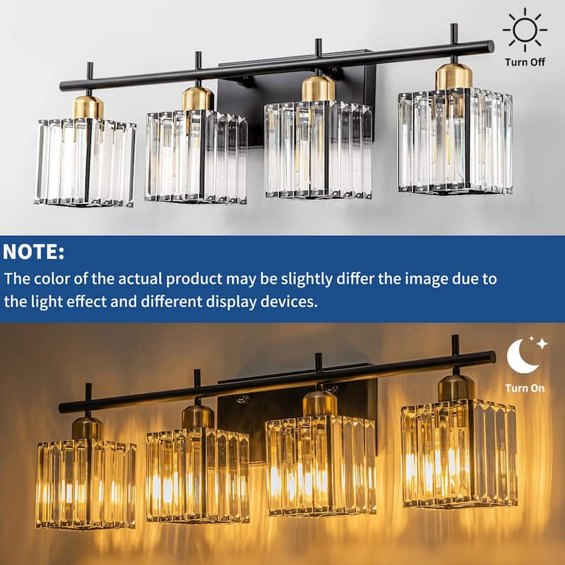 Starsky 3/4-Light Modern Dimmable Bathroom Crystal Vanity Light Wall Sconces with Crystal Shade