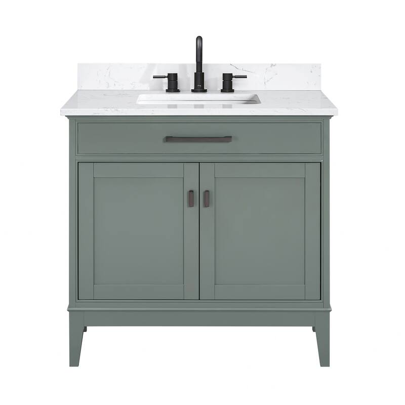 Madison 36 in. Single Sink Bathroom Vanity with Engineered Stone Top - 37" x 22"D x 35"H