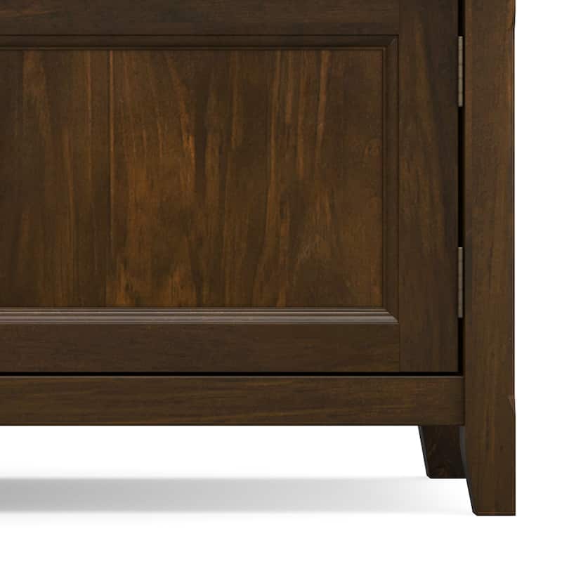 WYNDENHALL Portland SOLID WOOD 72" Wide Transitional TV Media Stand in Mahogany Brown For TVs up to 80" - 17" D x 72" W x 20" H