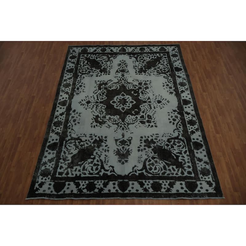 Hand Knotted Oriental 100% Wool Carpet Traditional Floral Greys & Charcoal Tabriz Area Rug - 12' 5'' X 9' 4''