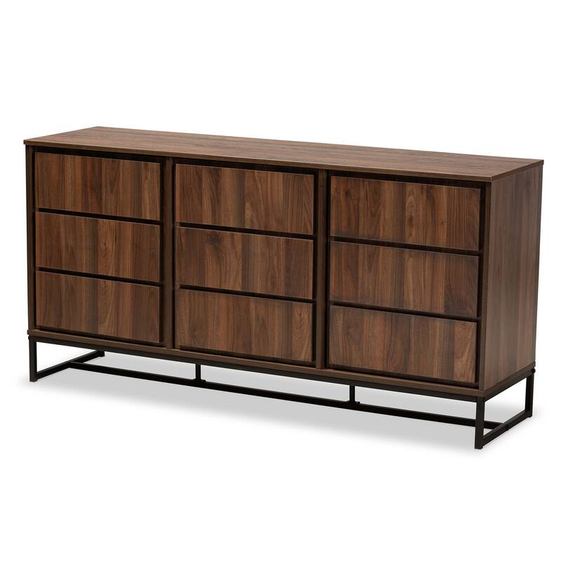 Neil Brown Wood and Black Finished Metal 3-Door Sideboard Buffet - Black