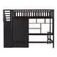 preview thumbnail 23 of 37, Twin Size Loft Bed with Storage Stairs, Desk and Wardrobe， Combination Wood Children's Bed Frame with Bookshelf, Drawers