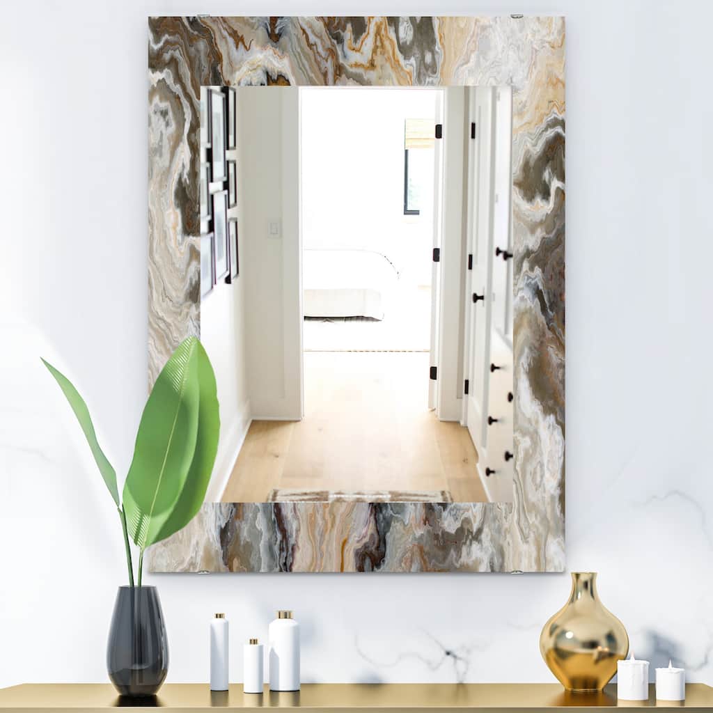 Designart 'Onyx Detail Composition' Mid-Century Mirror - Printed Wall Mirror