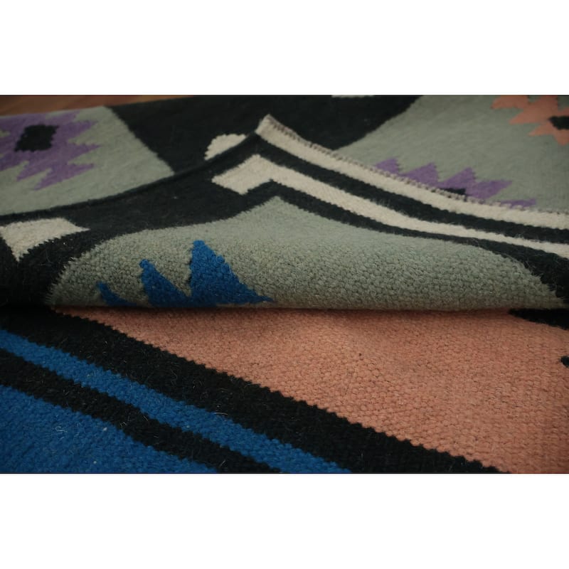 Hand Woven Oriental 100% Wool Carpet Southwestern Tribal Multi-Colored Kilim Area Rug - 10' 0'' X 5' 2''