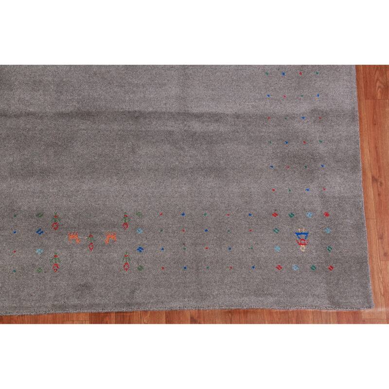 Modern Tribal Gabbeh Indian Rug Hand-Knotted Wool Carpet - 9'3" x 12'6"