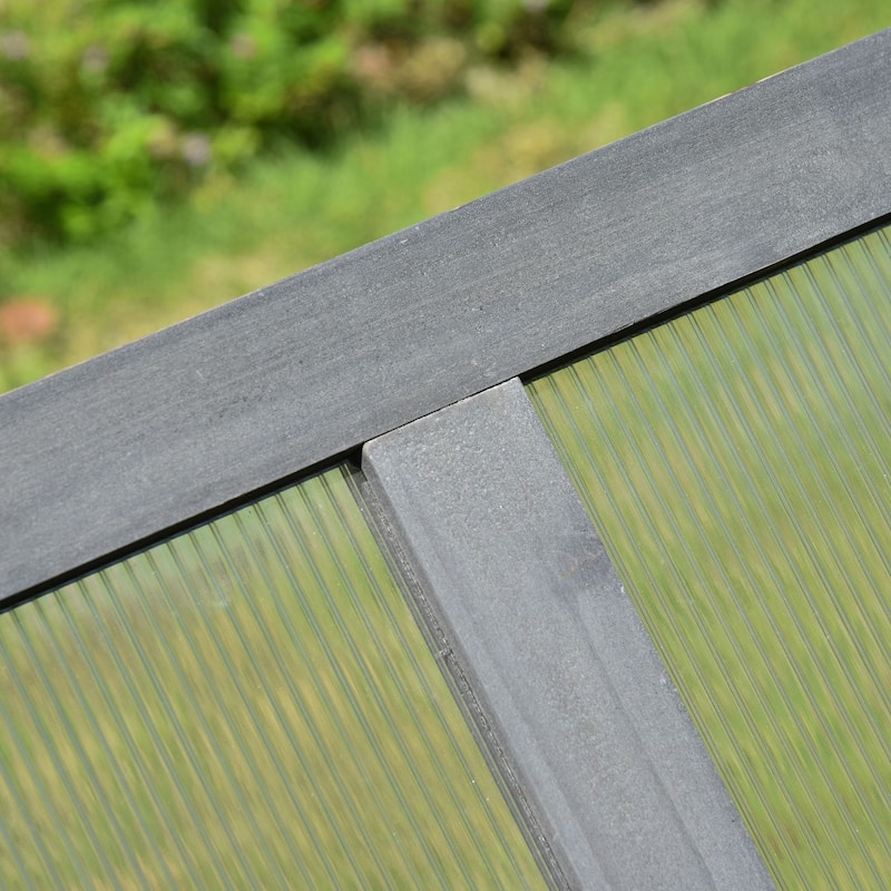 39" x 26" x 16" Wooden Cold Frame with Openable and Tilted Top Cover, Small Polycarbonate Planter Box For Flowers, Vegetables