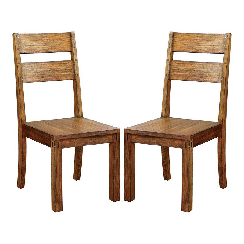 Furniture of America Maiz Rustic Oak Solid Wood Dining Chairs (Set of 2)