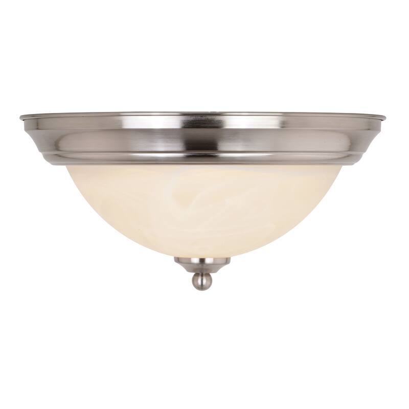 Stevens 2-Pack LED Transitional Flush Mount Ceiling Light Fixture White Alabaster Glass