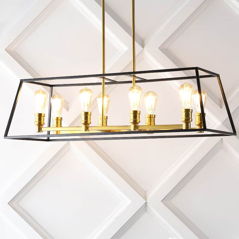 Suillius Farmhouse Industrial Iron LED Pendant, Black/Brass Gold by JONATHAN Y