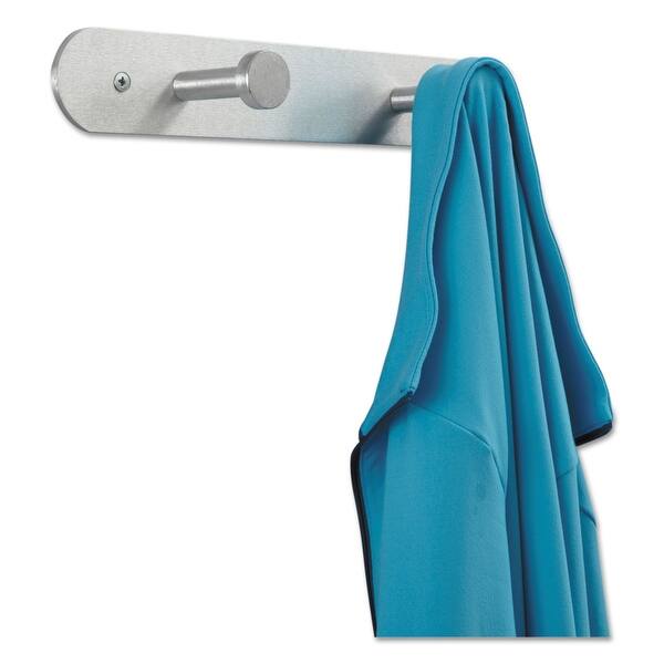 Nail Head Wall Coat Rack, Two Hooks, Metal, 12w x 2.75d x 2h, Satin Nail Head Wall Coat Rack, Two Hooks, Metal, 12w x 2.75d x 2h, Satin