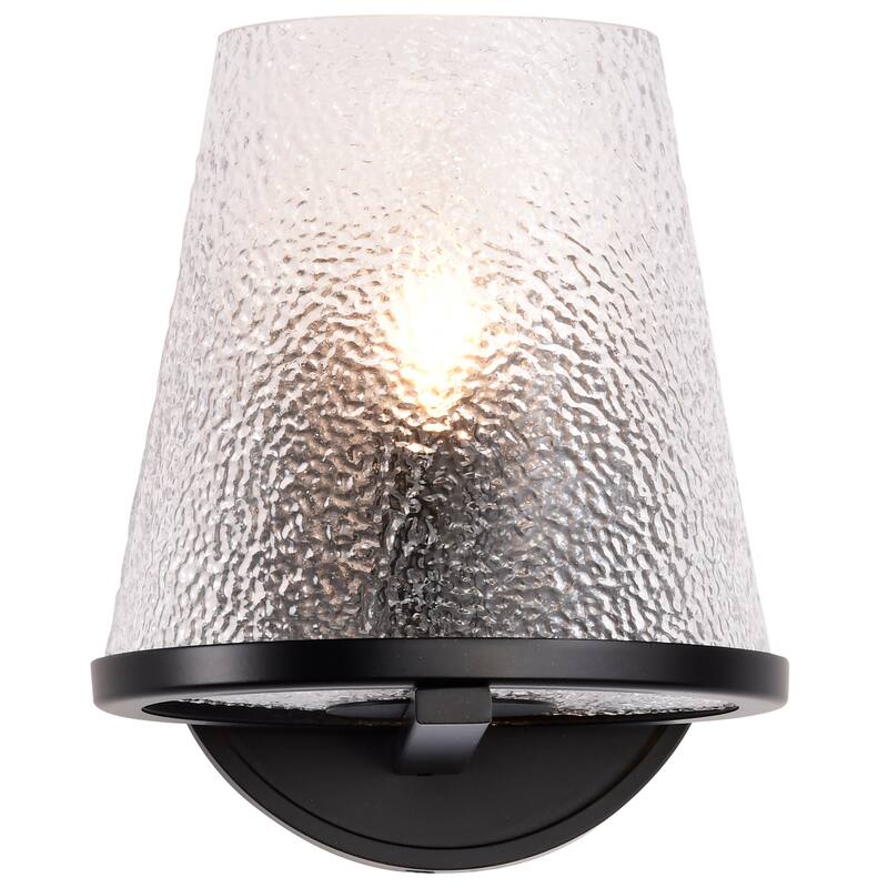 Valentine 1 Light Vanity Black Finish Hammered Glass