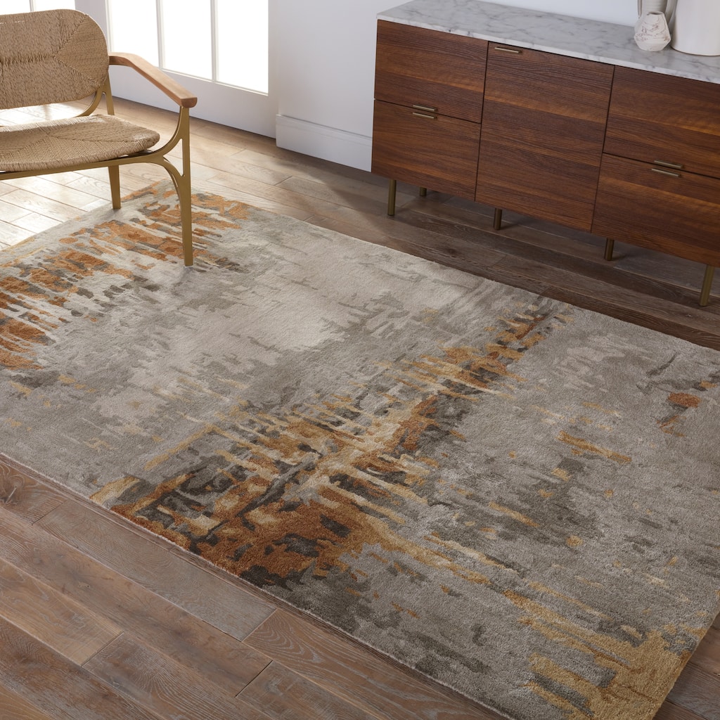 Theros Handmade Abstract Gray/ Bronze Area Rug