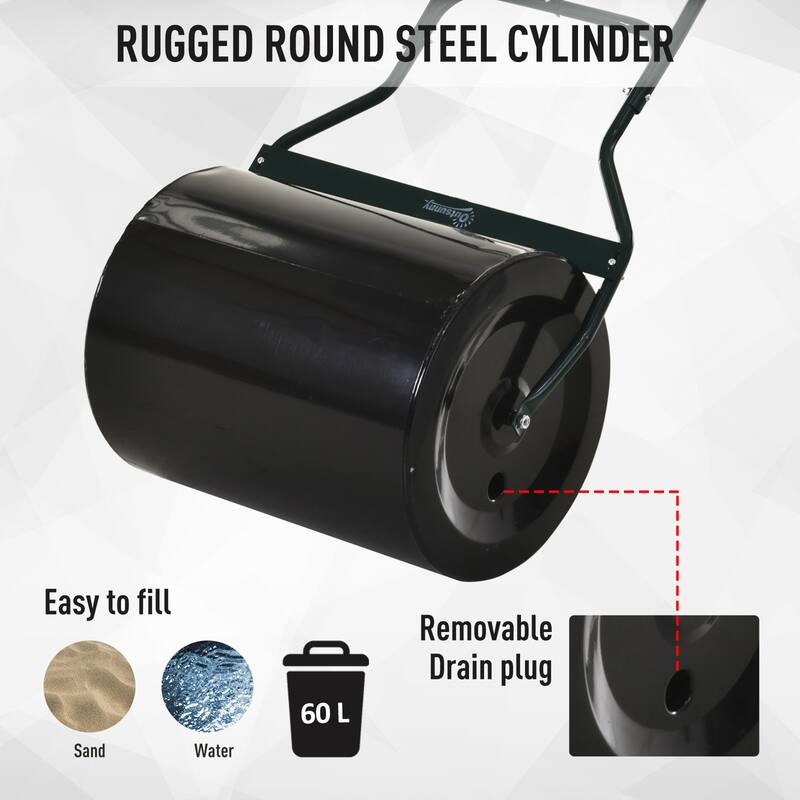 Outsunny 132 lbs. Combination Lawn Roller Push or Tow Filled with Sand or Water, Perfect for the Garden, Backyard