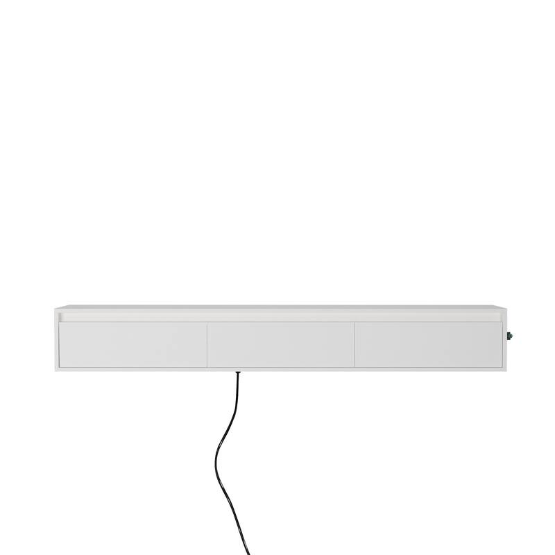 Modern Floating Wall-Mounted TV Stand High-Gloss TV Stand with LED Lights and Power Outlet, for Living Rooms
