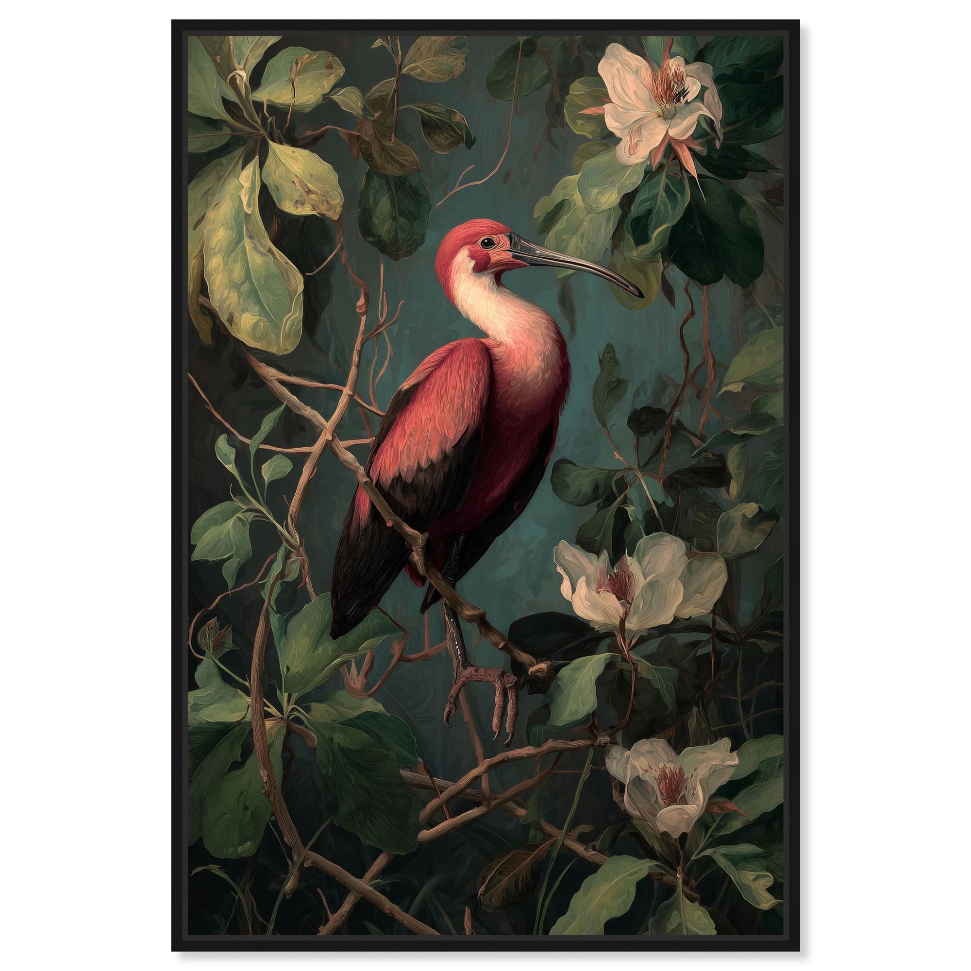 Floral Heron II Vintage Wall Decor Canvas Print by Art Remedy