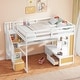 preview thumbnail 9 of 10, Full Size Loft Bed with Desk and Shelves, Two Built-in Drawers, Storage Staircase
