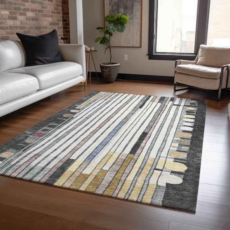 Machine Washable Indoor/Outdoor Casual Contemporary Chantille Rug